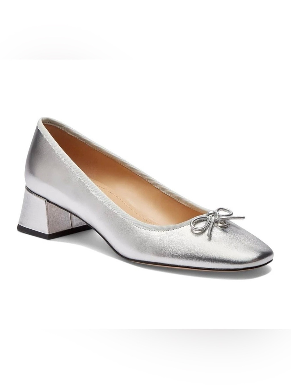 New Coach Women's Ava Metallic Leather Ballet Pump Silver No Box Display Item